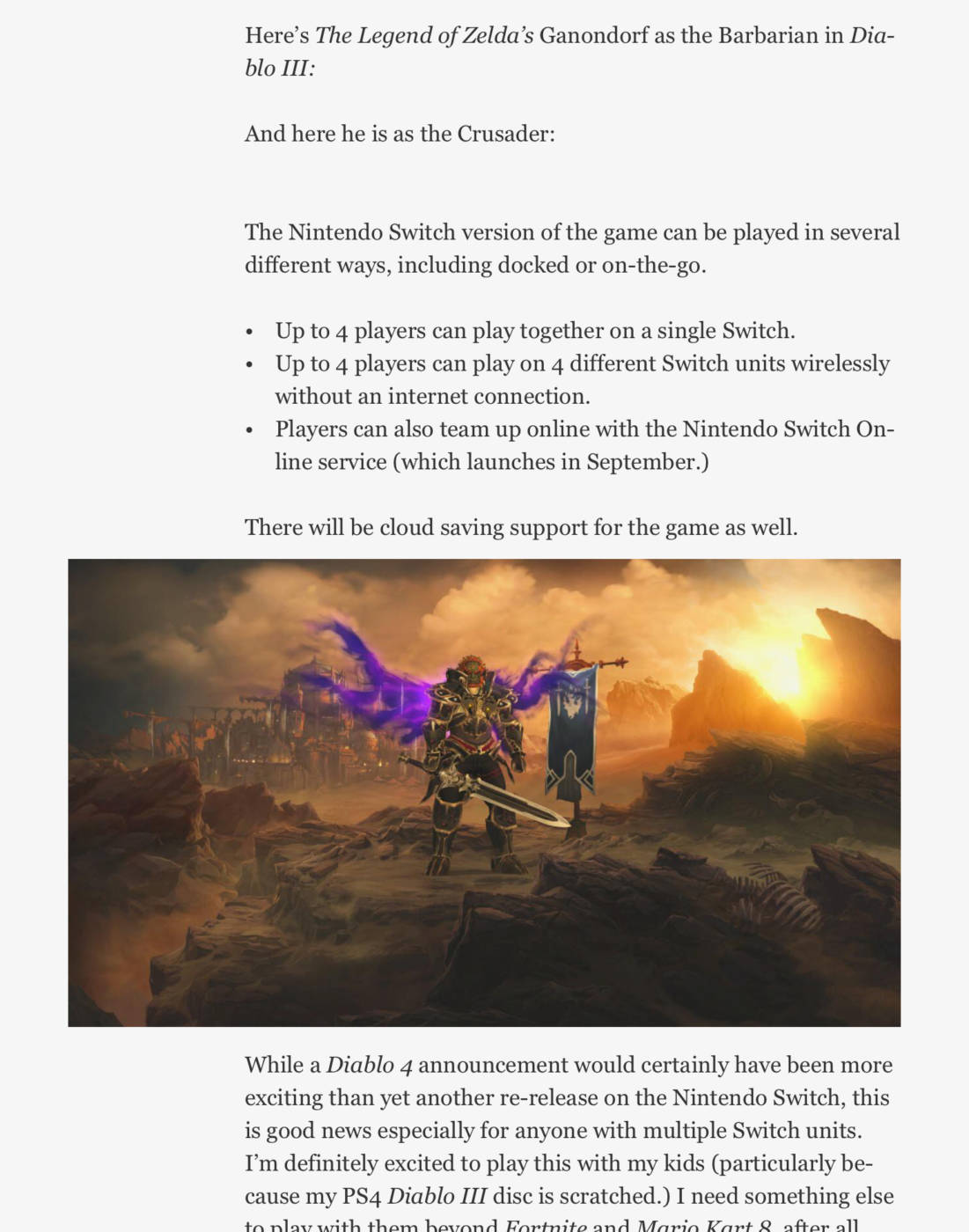 Leak Diablo 3 Nintendo Switch