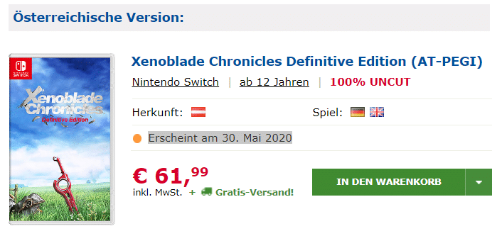 xenoblade chronicles: defintive edition 30 mai sortie