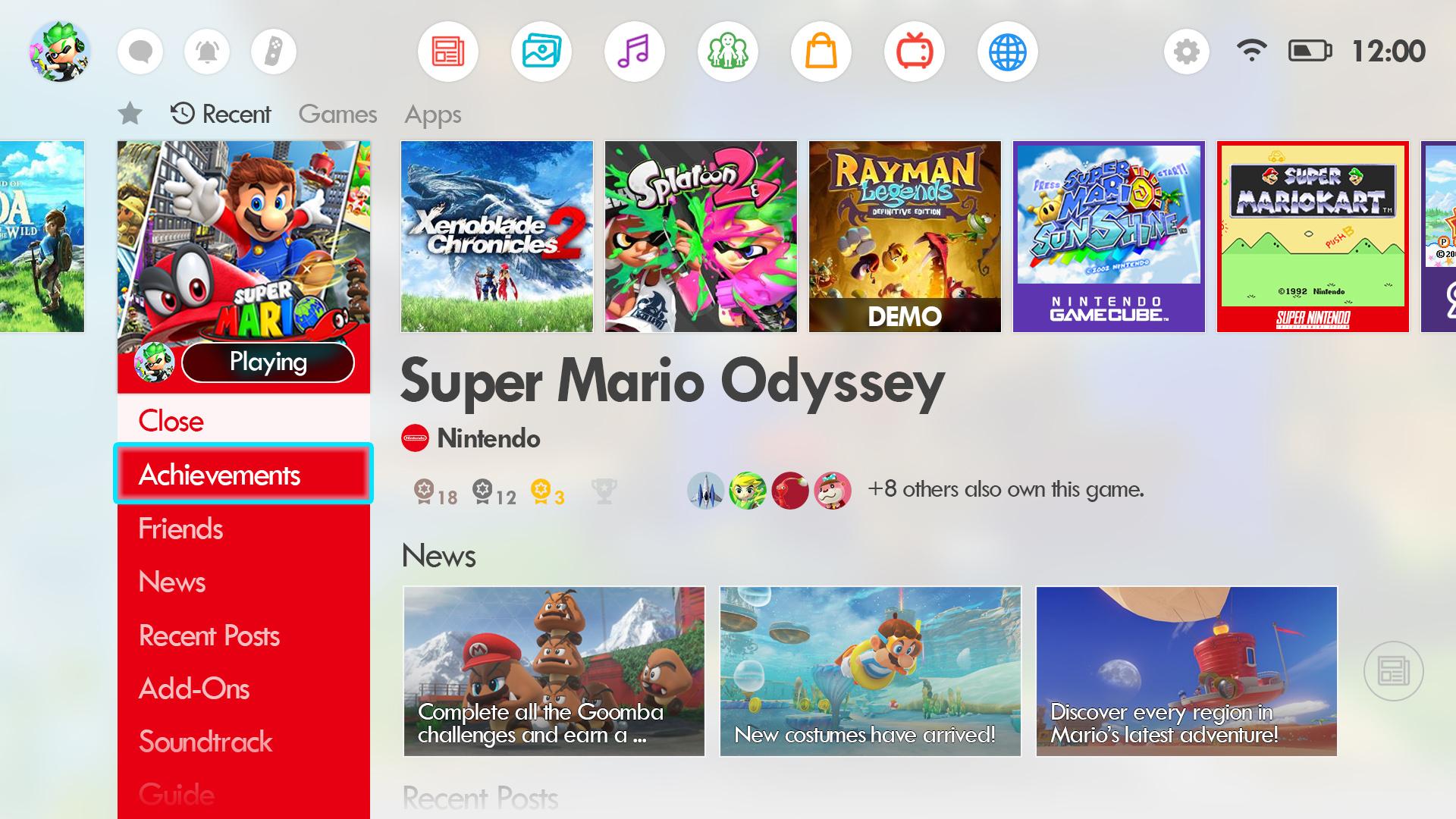 Menu Nintendo Switch customisé