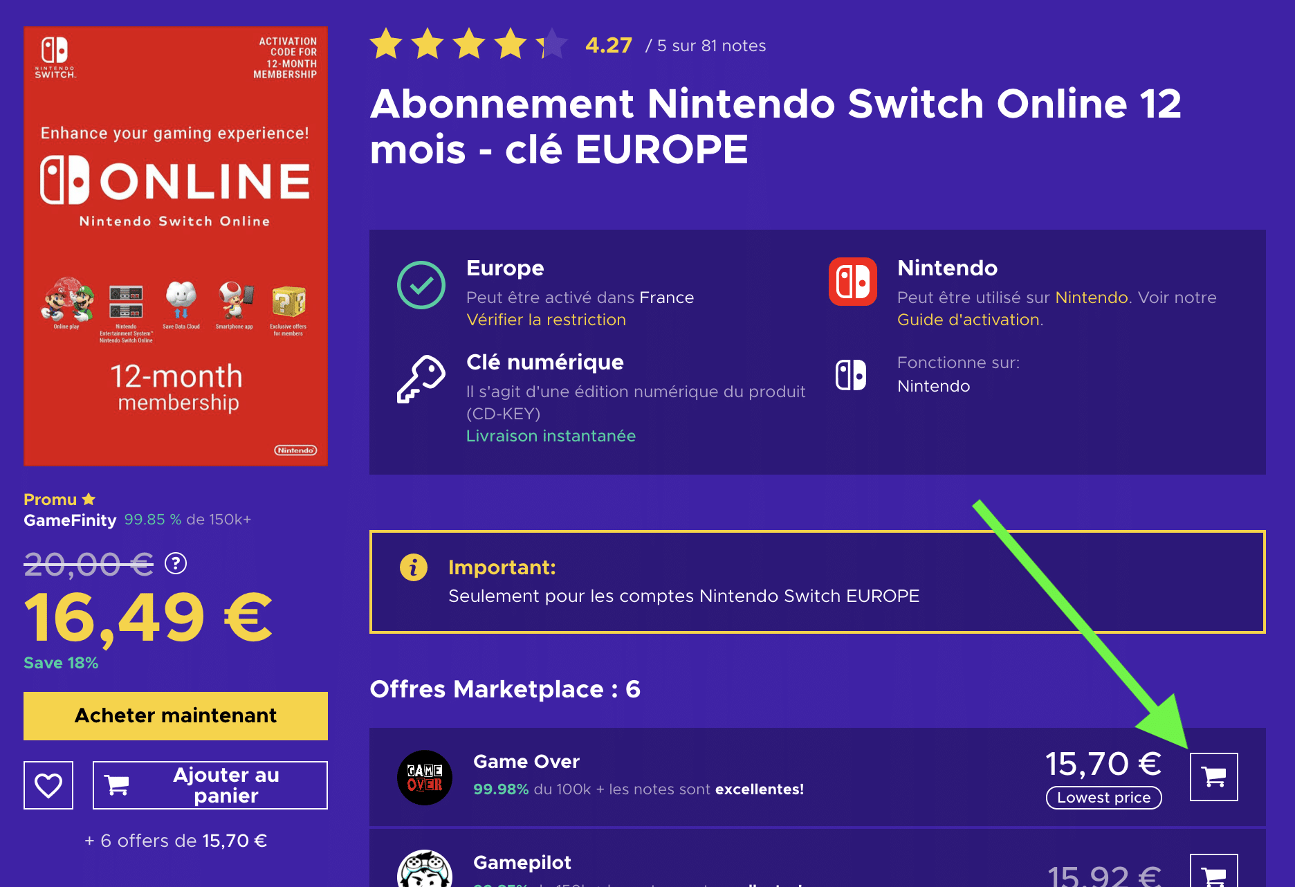 BON PLAN – L'abonnement Nintendo Switch Online à moins de 17,30€ BON PLAN – L'abonnement Nintendo Switch Online à moins de 17,30€