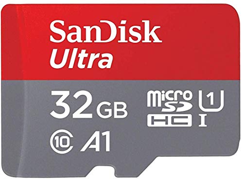 SanDisk Carte Mémoire MicroSDHC Ultra 32 Go + Adaptateur SD. Vitesse de Lecture Allant jusqu'à 98MB/S, Classe 10, U1, homologuée A1