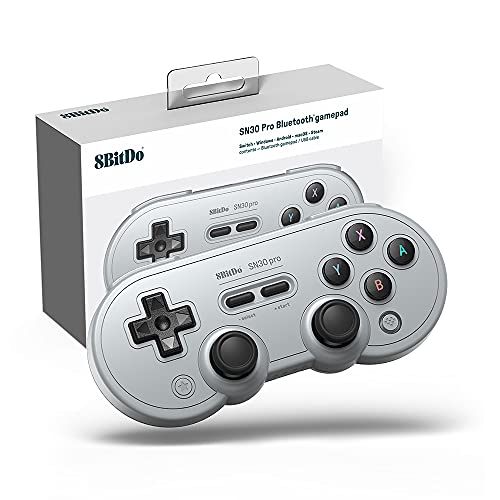 Manette de Jeu Bluetooth 8Bitdo SN30 Pro Compatible avec Switch PC, Manette de Jeu sans Fil pour PC, Windows, Android, macOS, Steam, Raspberry Pi (édition Grise)