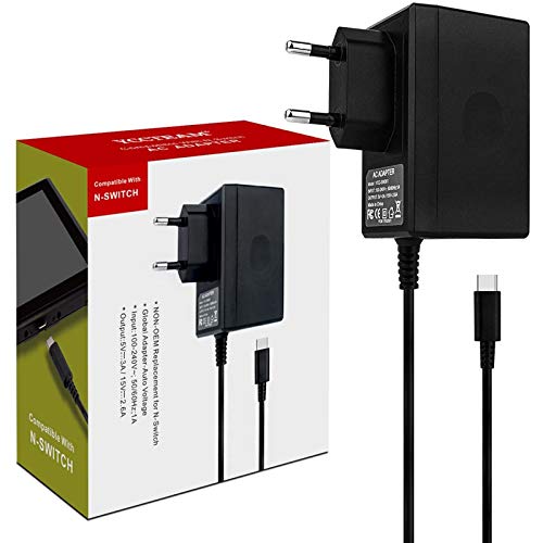 Chargeur pour Switch Console Adaptateur Secteur Support Le Mode TV 15V / 2.6A Charge Rapide avec Câble de 1.5m/5ft, Compatible avec Switch Lite/Switch OLED