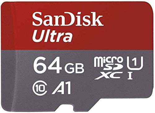 SanDisk Carte Mémoire MicroSDXC Ultra 64 Go + Adaptateur SD, Vitesse de Lecture Allant Jusqu'à 100MB/S, Classe 10, U1, Homologuée A1