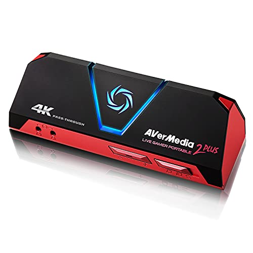 AverMedia Live Gamer Portable 2 Plus - 4K Pass Through, Enregistrez et Streamez vos gameplays en 1080p60, pour PS4 Pro, Xbox One X, Plug&Play, Faible latence avec et sans pc sur carte MicroSD USB
