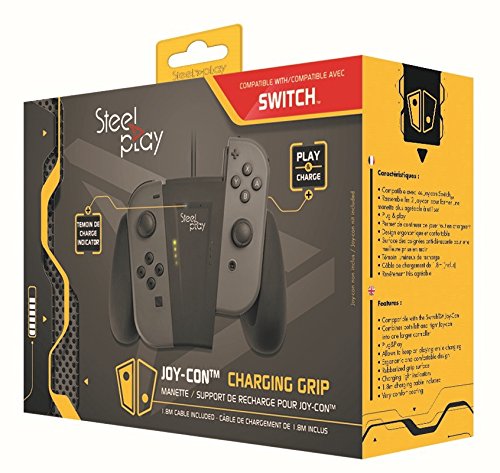 Steelplay - Chargeur Joycon Switch, Chargeur de Contrôleur avec Batterie, Grip Chargeur pour Joycon de la Console Nintendo Switch - Noir