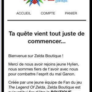 Mail de bienvenue Zelda-Boutique