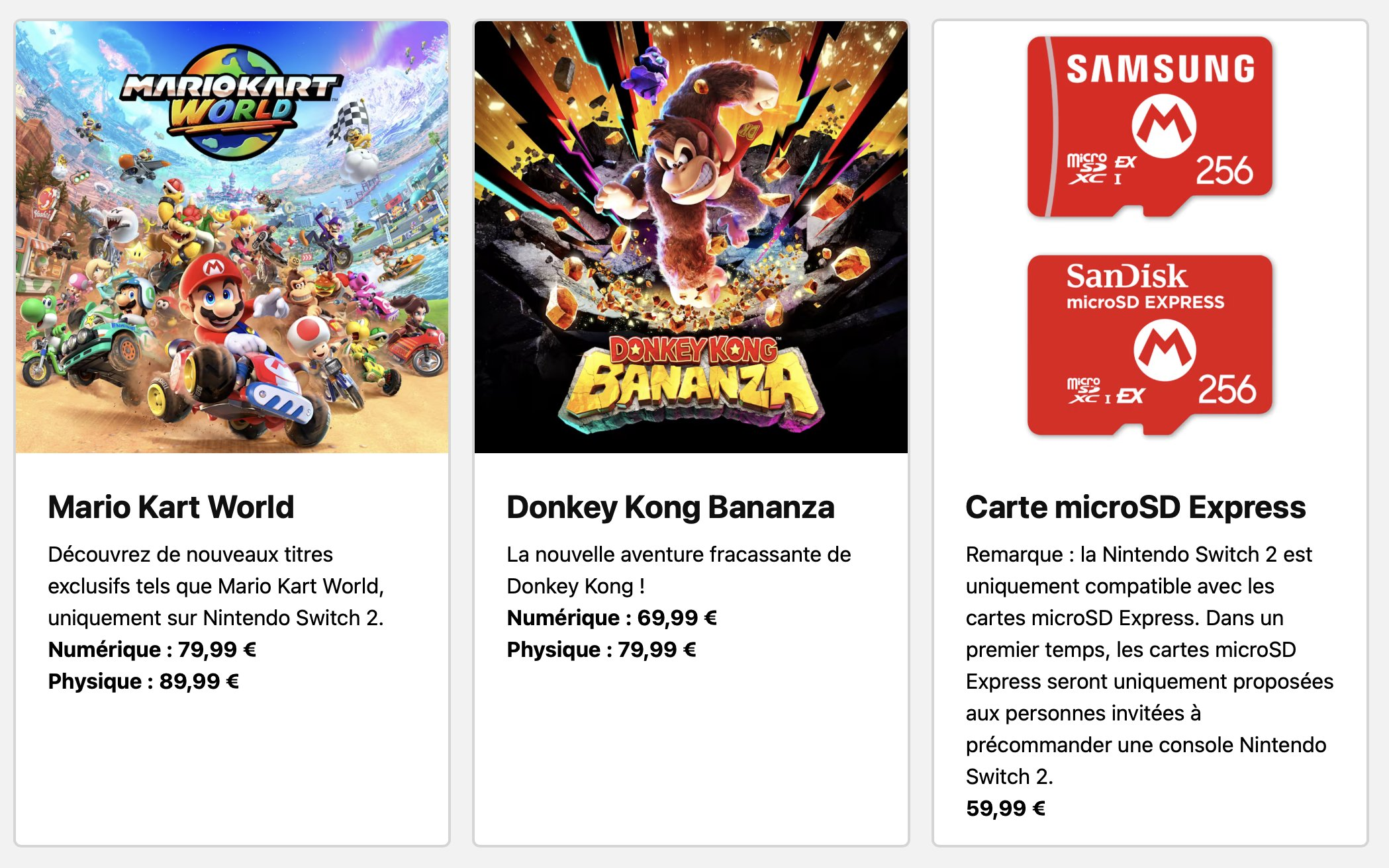 prix jeux nintendo switch 2