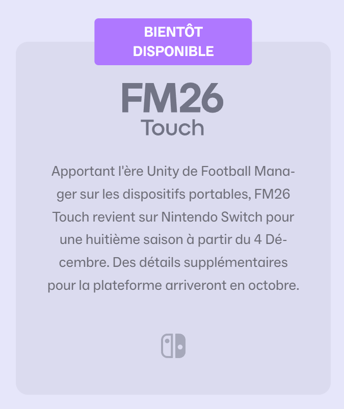 Football Manager 26 Touch Nintendo Switch