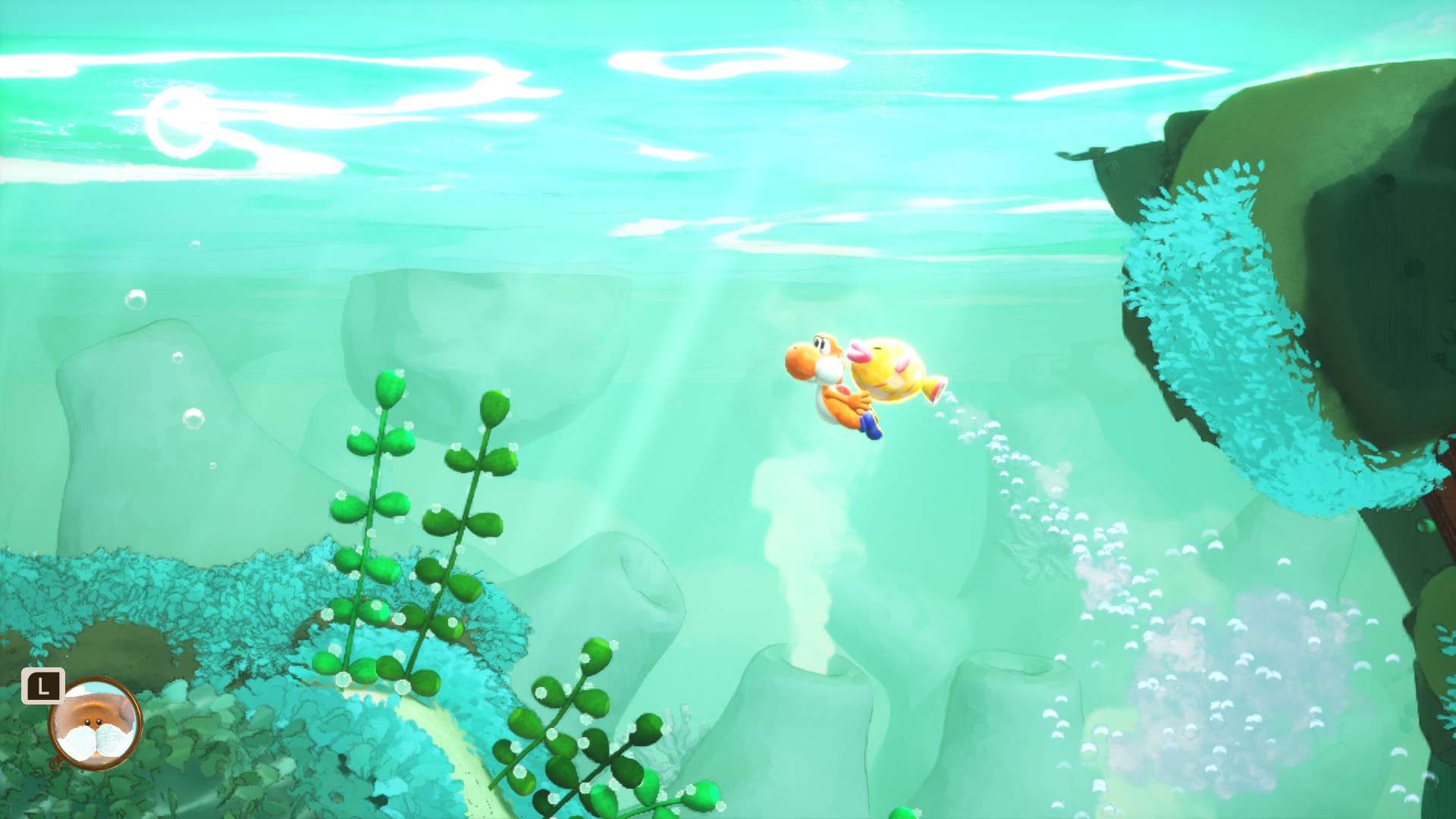 Image de Yoshi and the Mysterious Book montrant Yoshi nageant dans l'eau