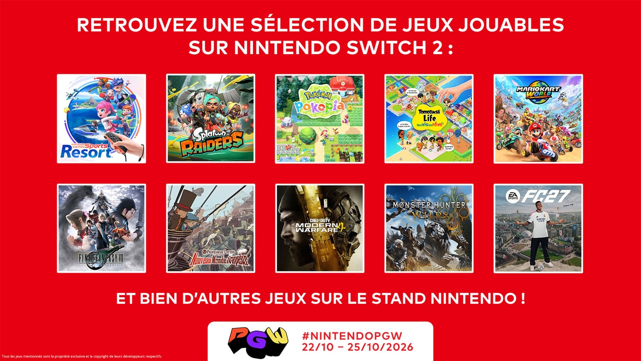 Nintendo dévoile les jeux présents sur son stand à la Paris Games Week 2026